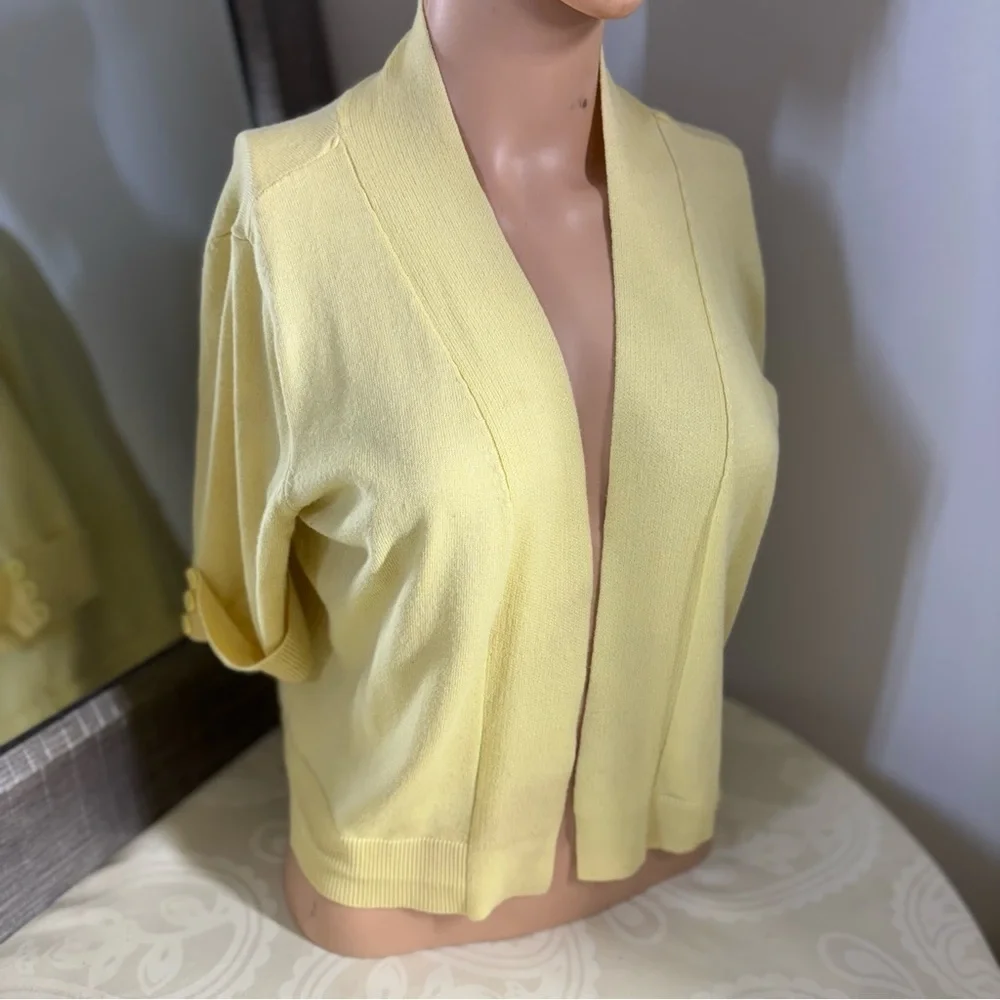 89th & Madison Yellow Knit Cardigan V-Neck Sweater